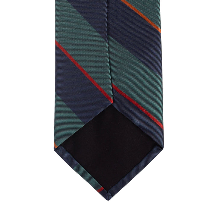 Biella Green/Navy Stripe Silk Tie