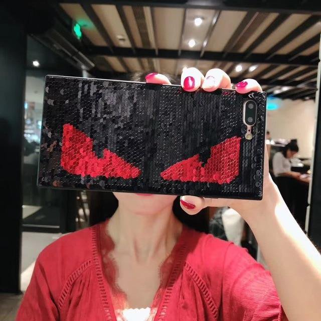 Hidden Message Gold Monster Eyes Sequin Phone Case