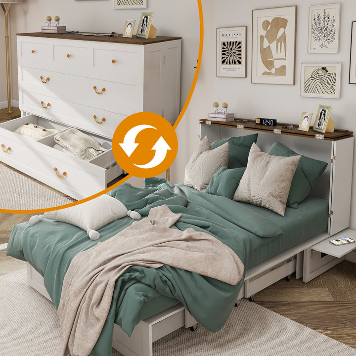 MFC-6 Murphy Cabinet Bed with Drawers Murphy Mobile Chest Bed