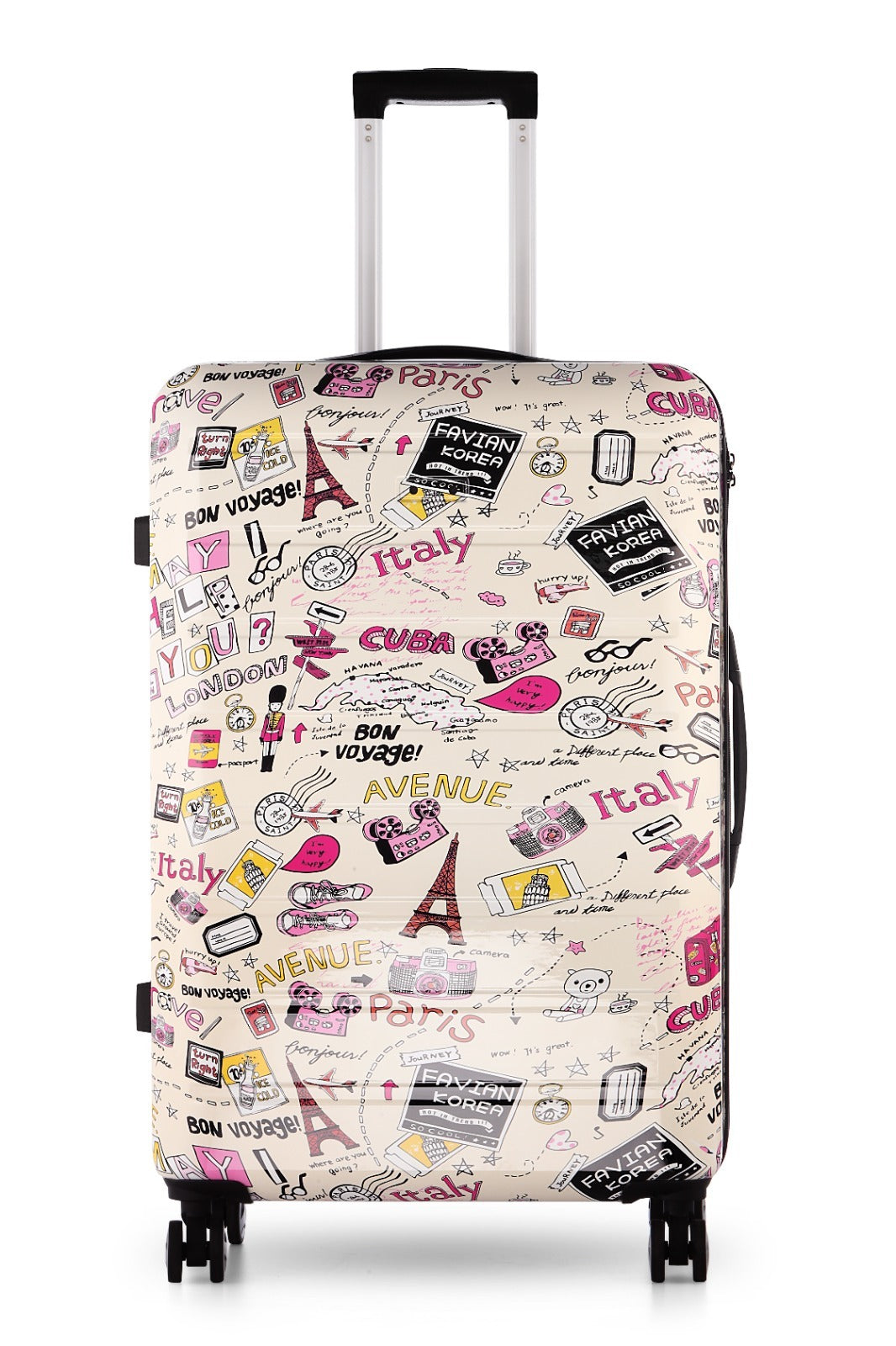 Luggage Suitcase 4 Wheels Trolley Bags for Travel Off White 20 Inches