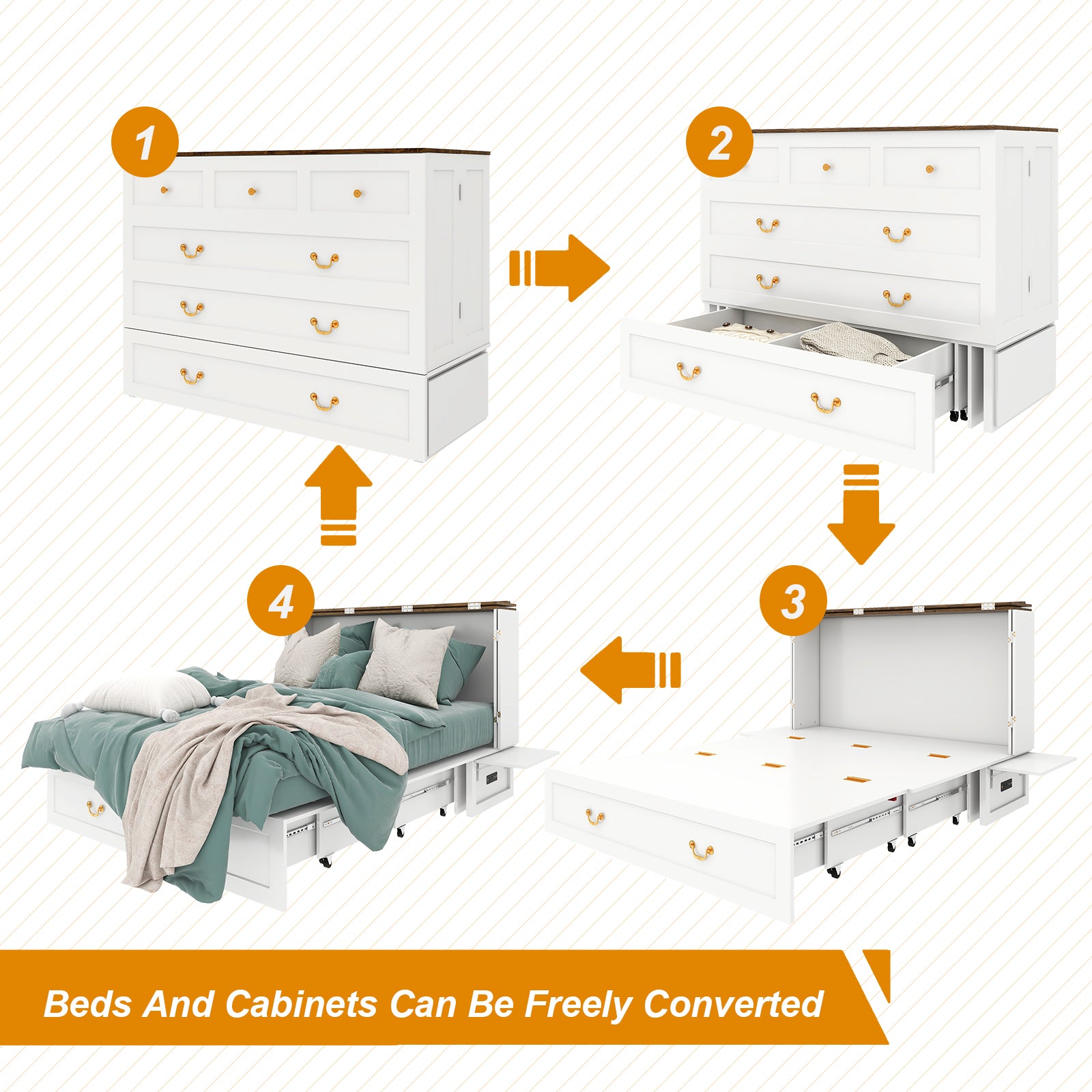 MFC-6 Murphy Cabinet Bed with Drawers Murphy Mobile Chest Bed