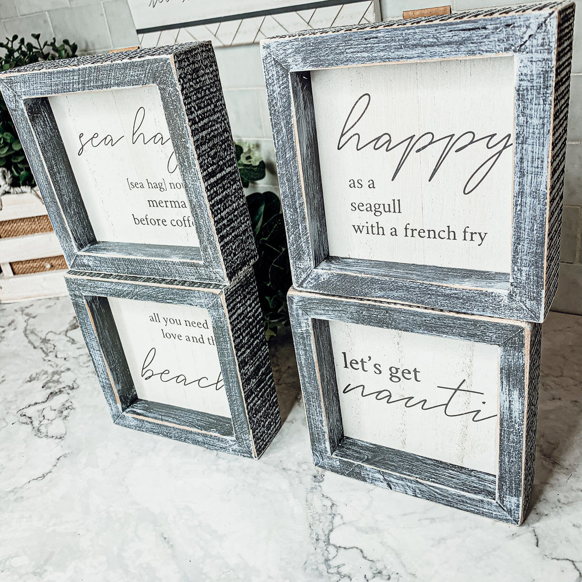 Love & Beach Wooden Sign for Beach House Decor