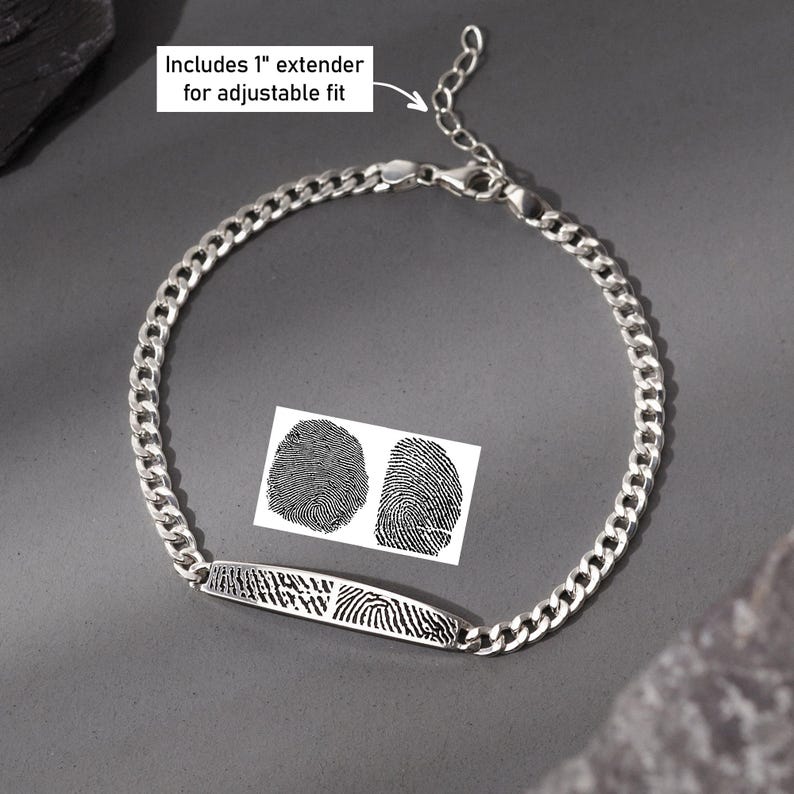 Dual Fingerprint Bracelet, Father of 2, Custom Dad Bracelet