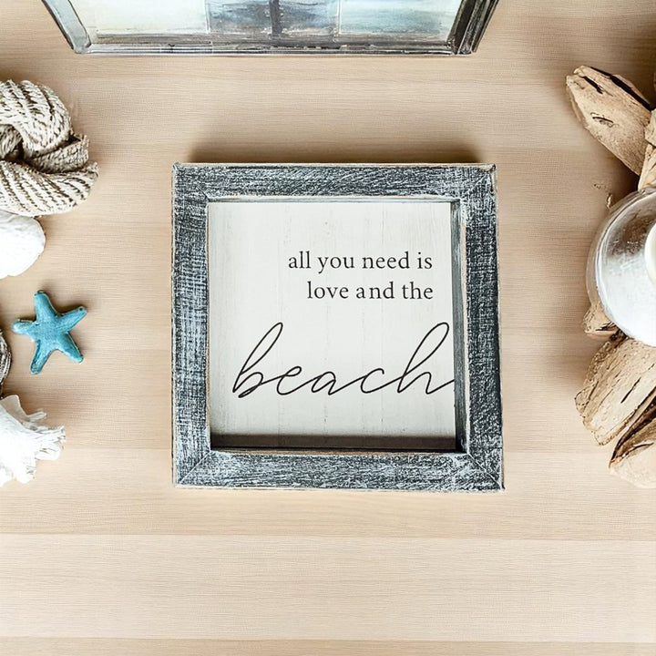 Love & Beach Wooden Sign for Beach House Decor