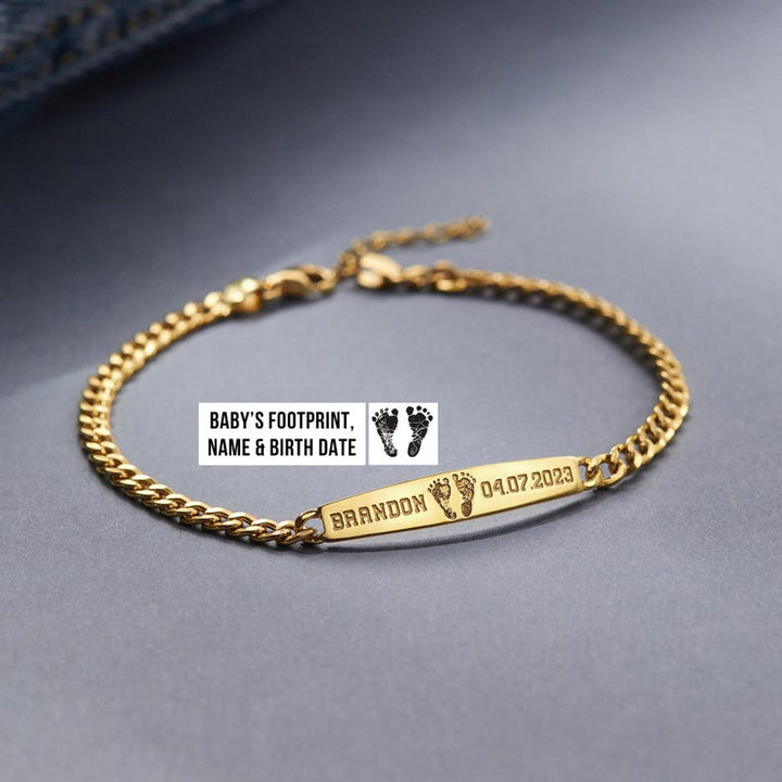 Baby Loss Gift For Dad, Custom Footprint Bracelet