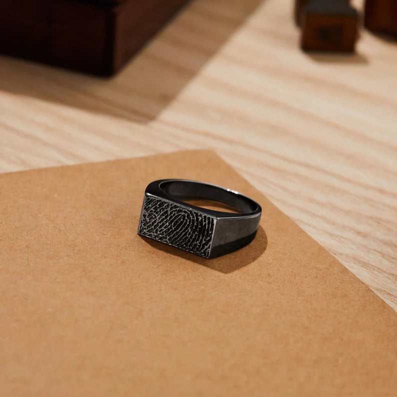 Fingerprint Ring For Men, Personalized Men’s Ring
