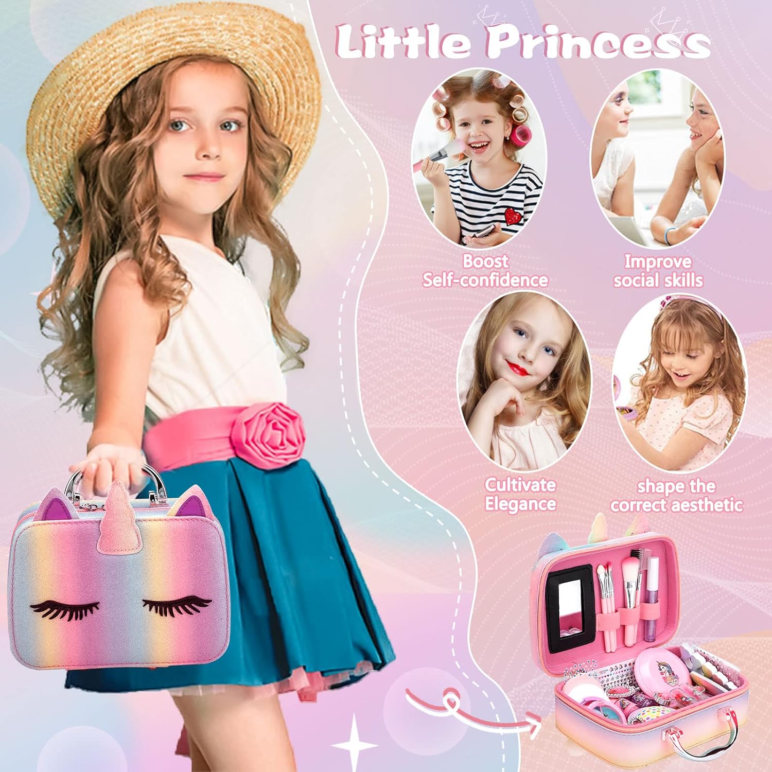 Children's Makeup Set for Girls, 31 Pieces, Washable, Real Children's