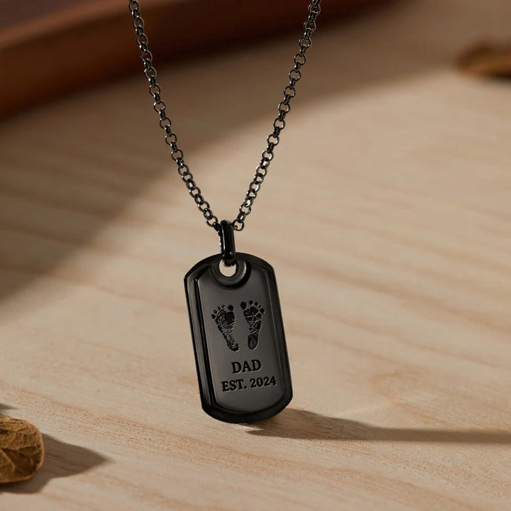 Dad Necklace With Baby Footprint