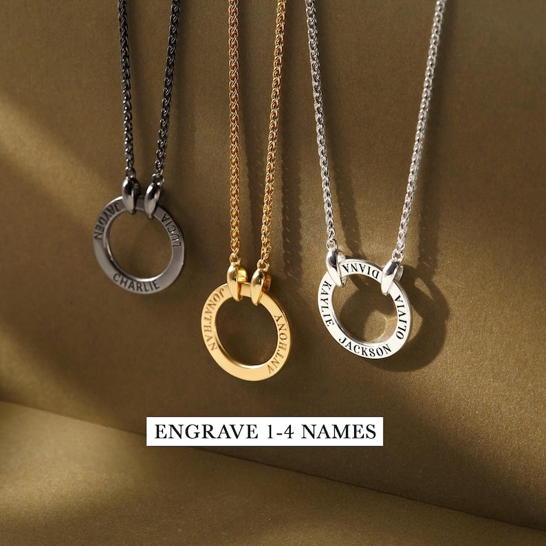 Dad Necklace With Kids Name, Father's Day Gift For Husband