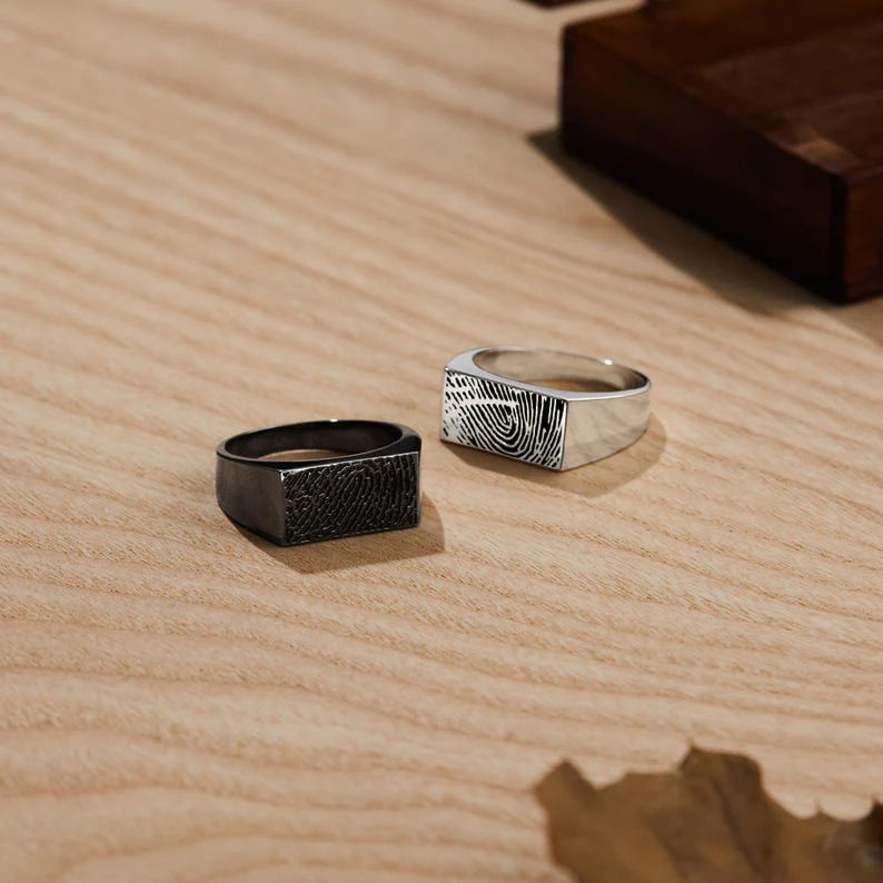 Fingerprint Ring For Men, Personalized Men’s Ring