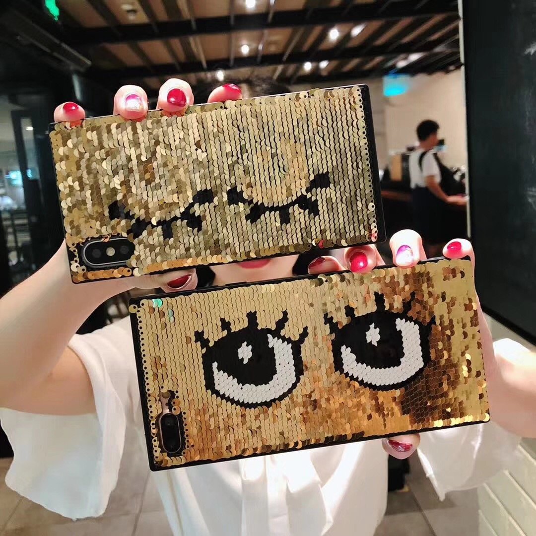 Hidden Message Gold Monster Eyes Sequin Phone Case