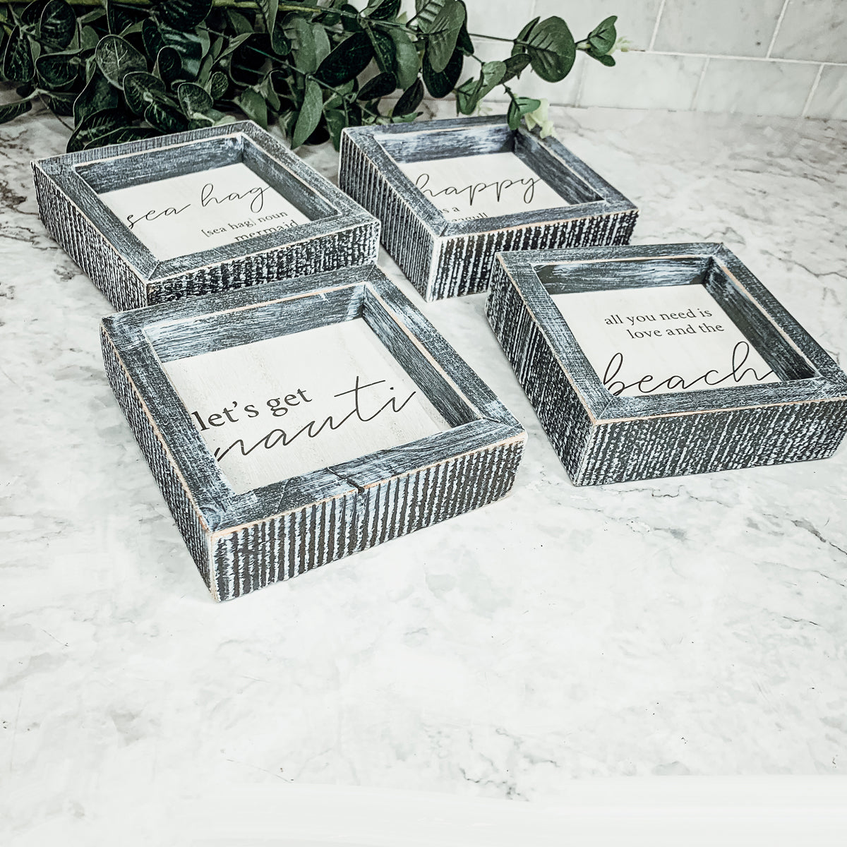 Love & Beach Wooden Sign for Beach House Decor