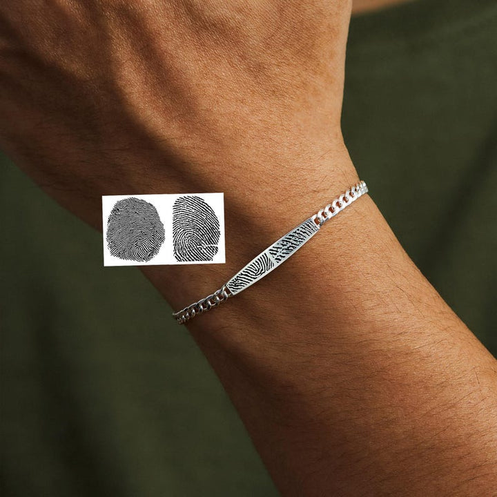 Dual Fingerprint Bracelet, Father of 2, Custom Dad Bracelet