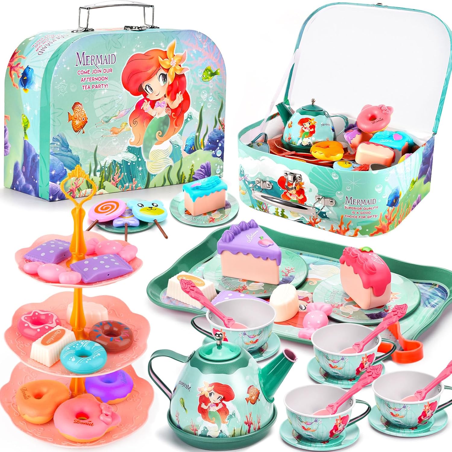 48-Piece Tea Set for Kids, Tea Set with Dessert , Kitchen Accessories