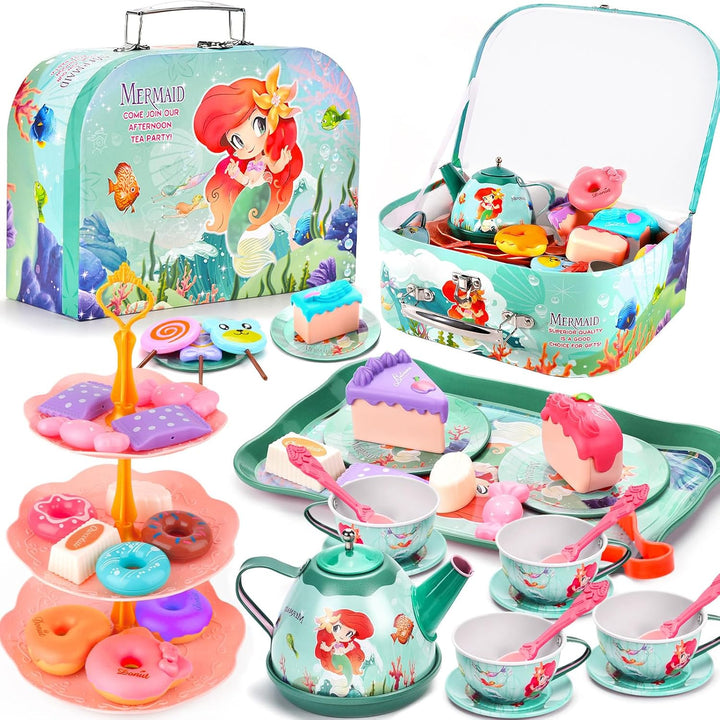 48-Piece Tea Set for Kids, Tea Set with Dessert , Kitchen Accessories