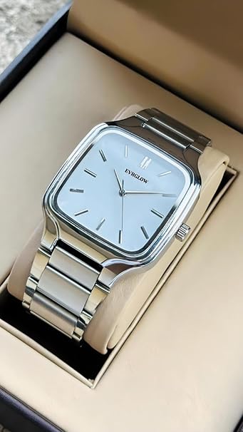 Men’s Square Designer Analog Watch with Mesh Steel Strap