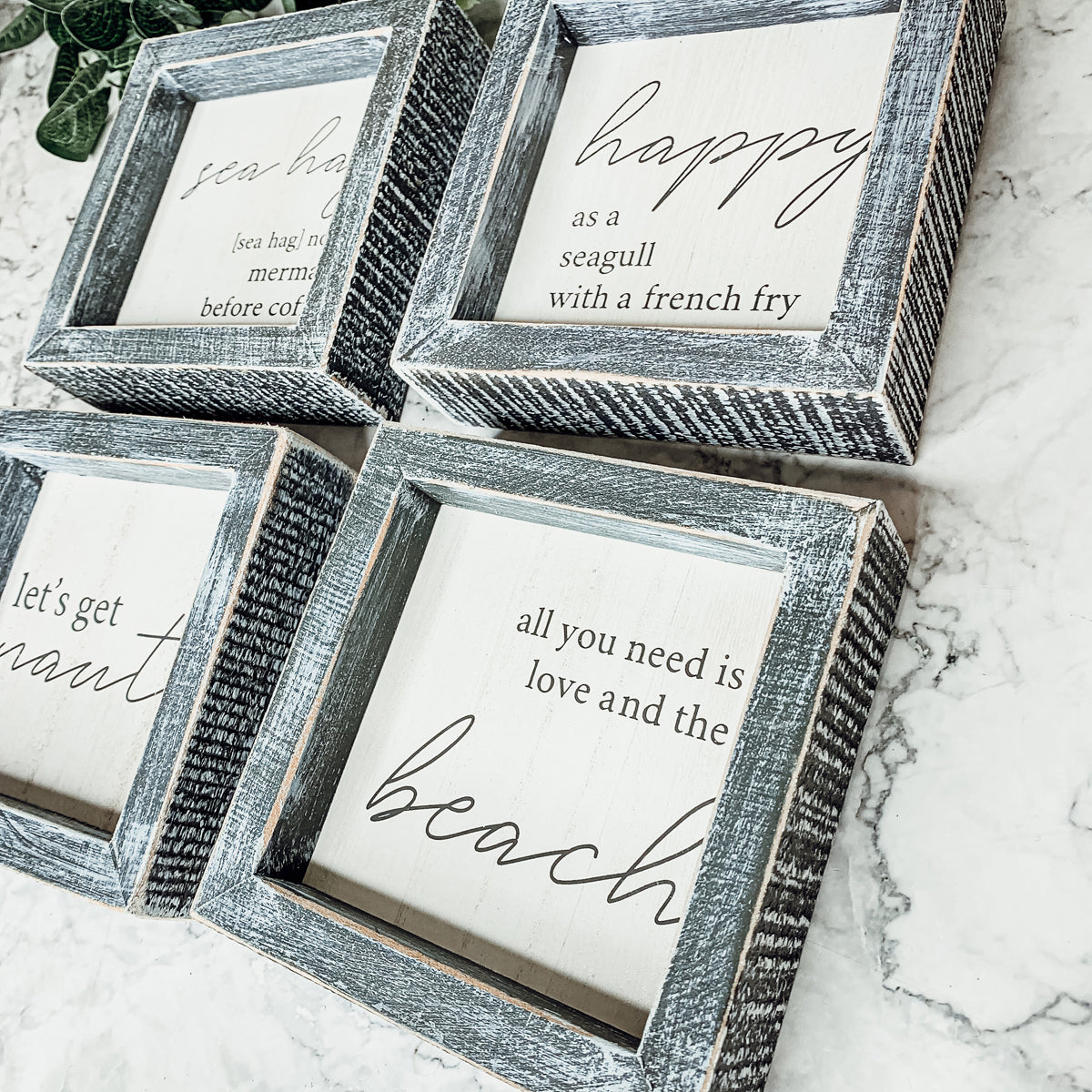 Love & Beach Wooden Sign for Beach House Decor