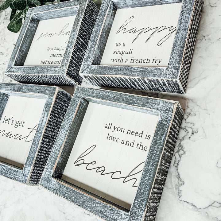 Love & Beach Wooden Sign for Beach House Decor