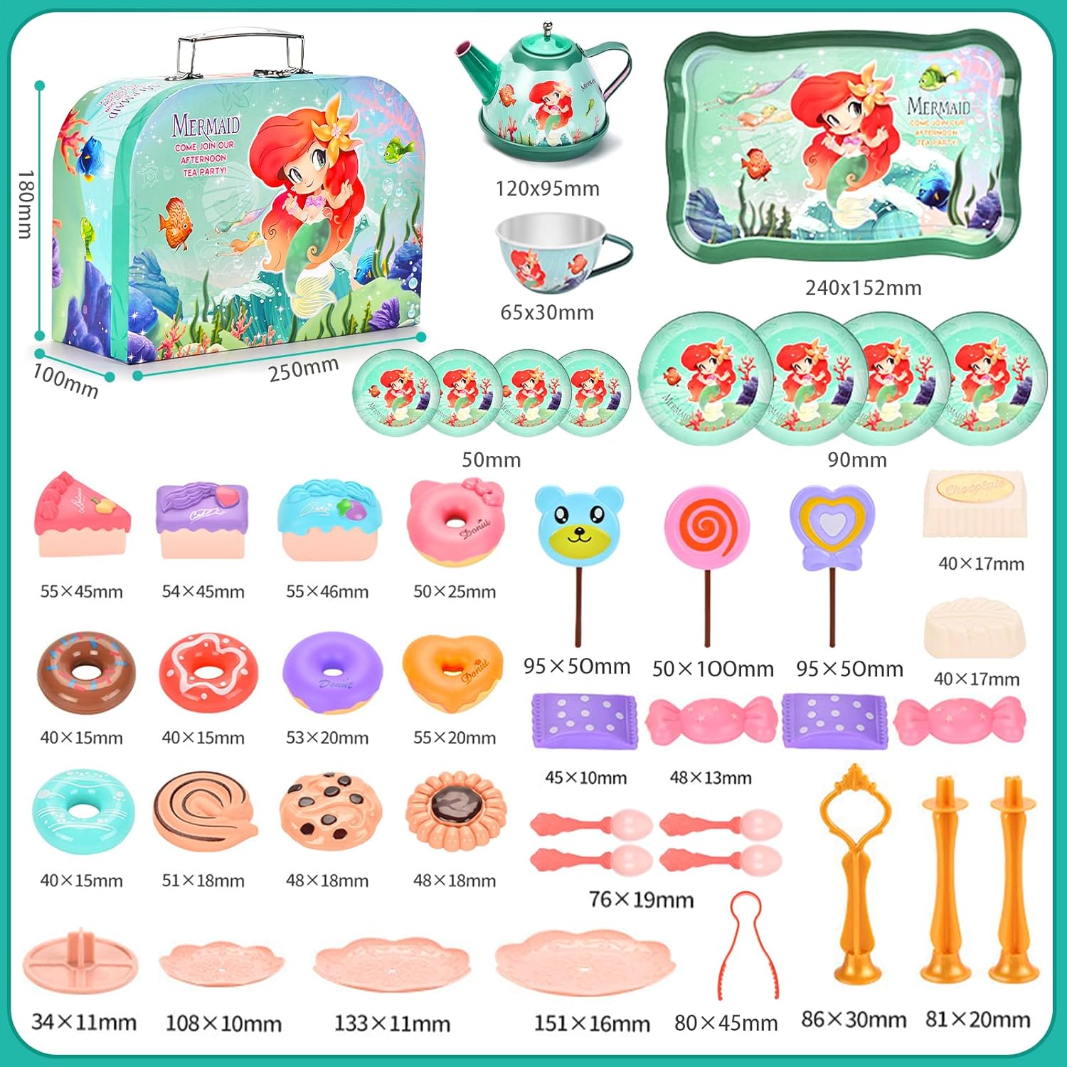 48-Piece Tea Set for Kids, Tea Set with Dessert , Kitchen Accessories