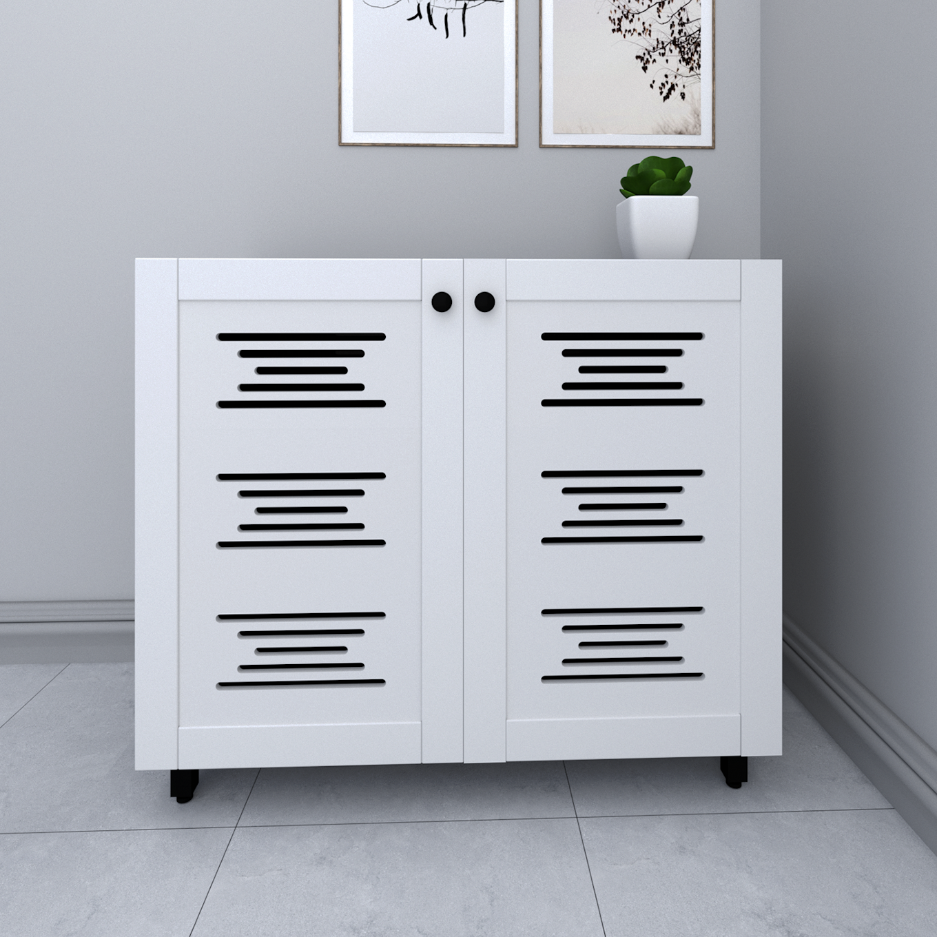 Plank Noordin 2-Door Engineered Wood Shoe Rack