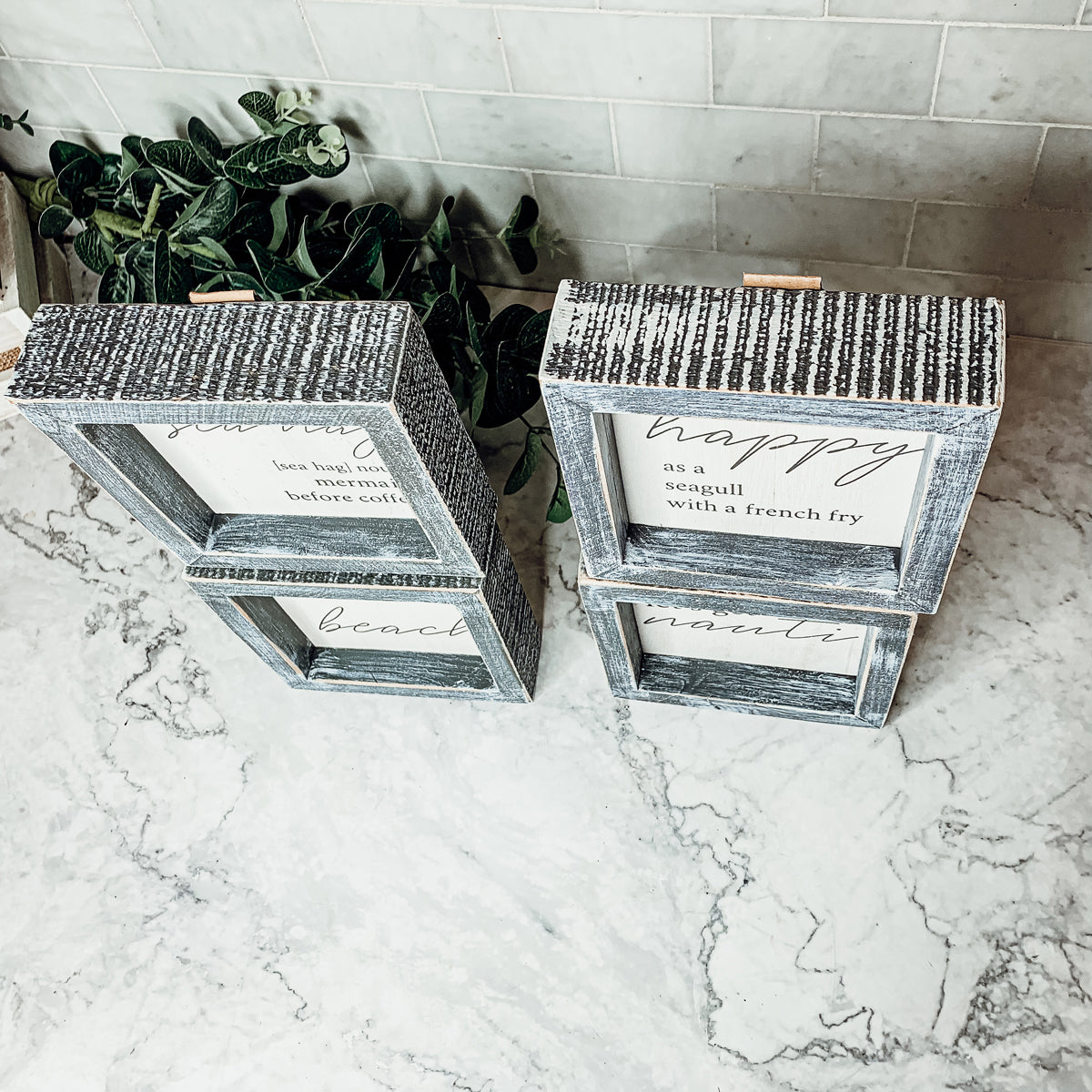 Love & Beach Wooden Sign for Beach House Decor