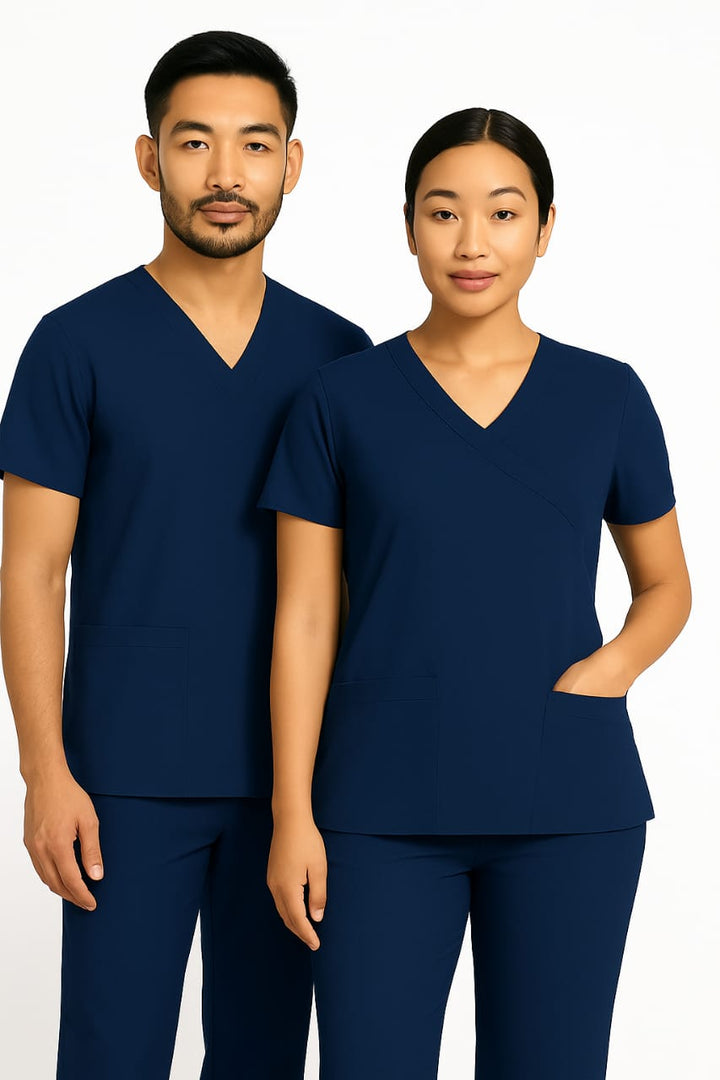 Unisex Medical Scrub Set – V-Neck Short Sleeve Top and Matching Pants