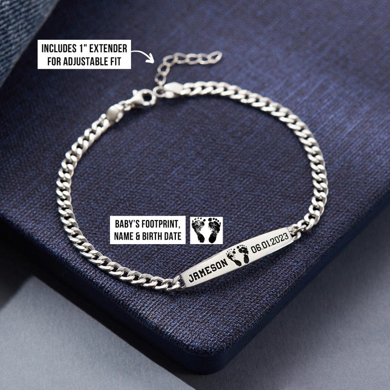 Baby Loss Gift For Dad, Custom Footprint Bracelet