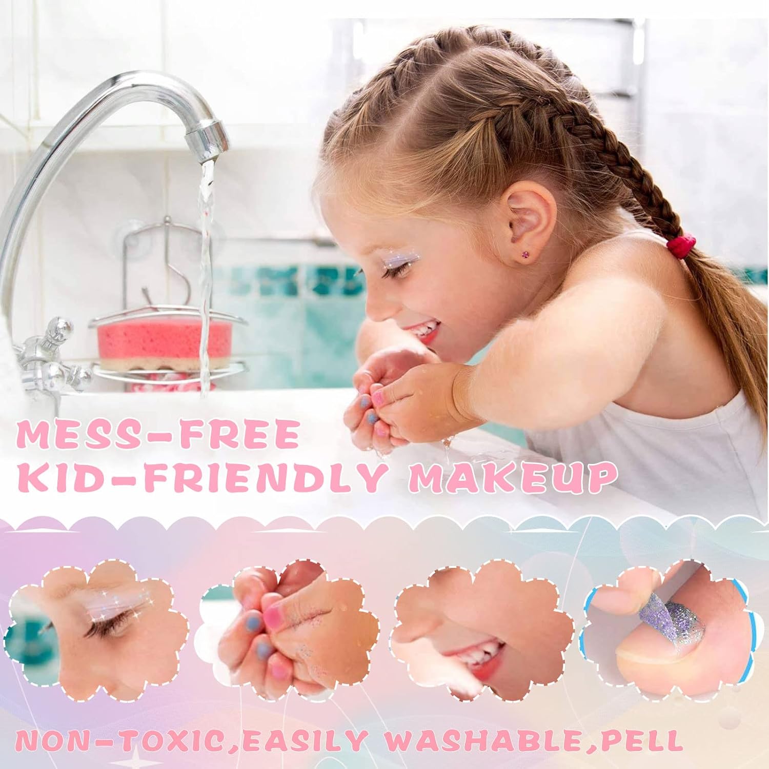 Children's Makeup Set for Girls, 31 Pieces, Washable, Real Children's