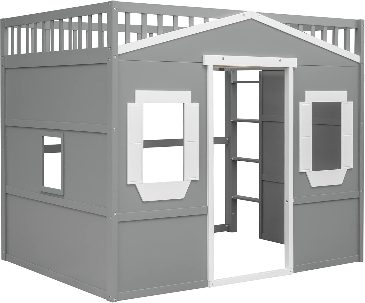 Full Playhouse Loft Bed with Window and Ladder