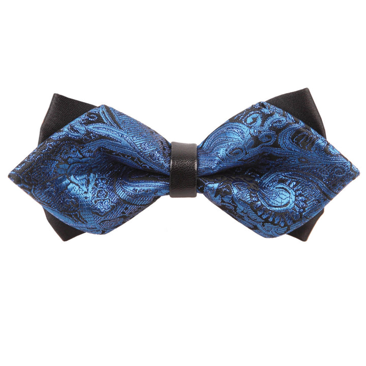 Diamond Tip Pre-Tied Bow Tie - Paisley Blue