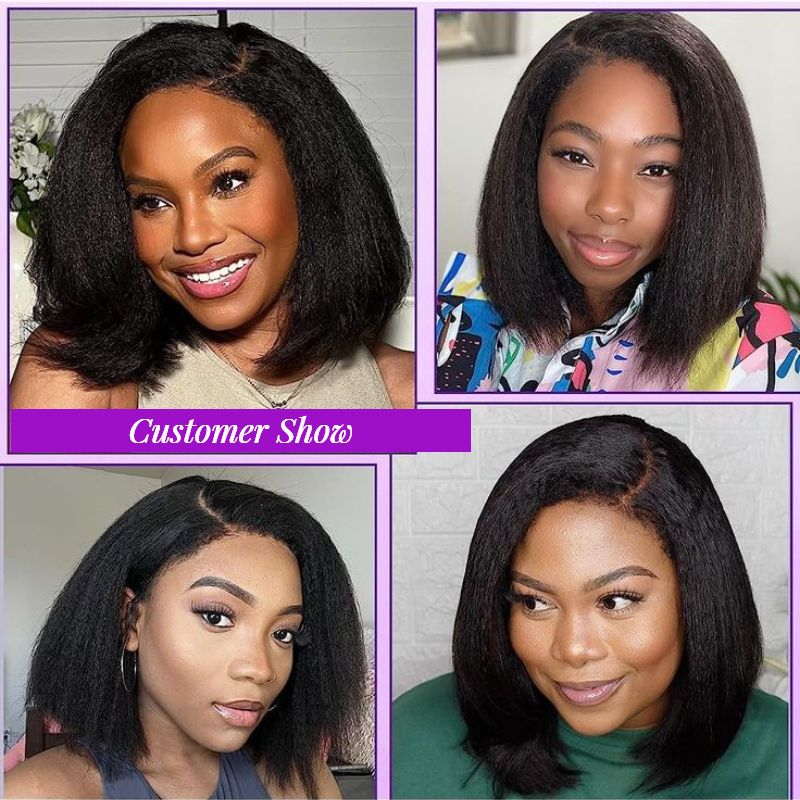 High Quality 13x4 Lace Frontal Glueless Wigs Human Hair Kinky Straight