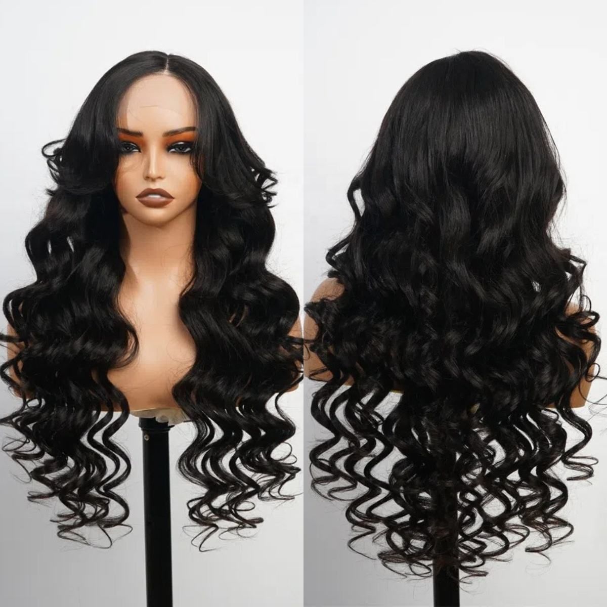 250% Density 13x4 Full Lace Human Hair Wigs With Curtain Bangs Hd Lace