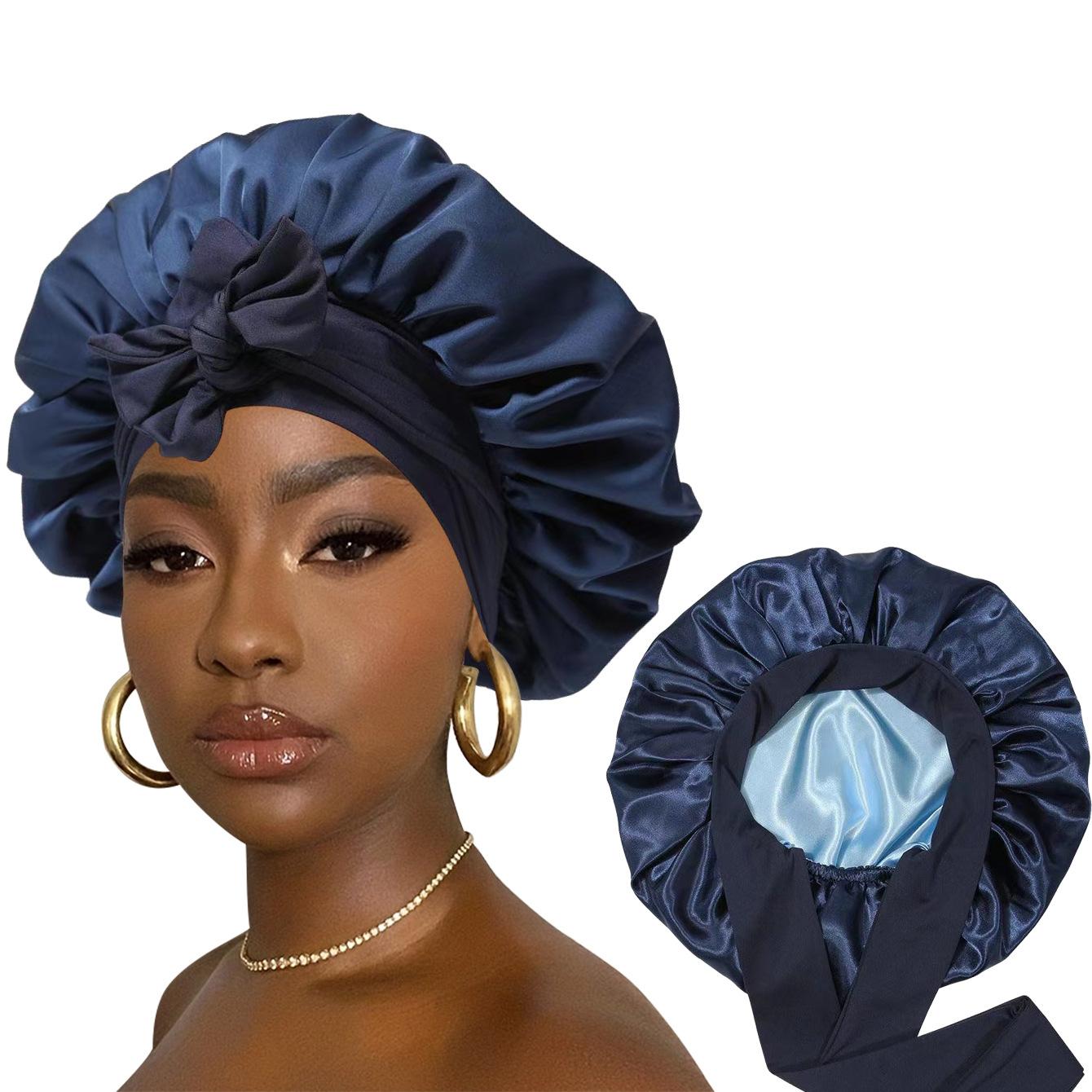 Solid Color Large Double Layer Bow Ribbon Hair Cap