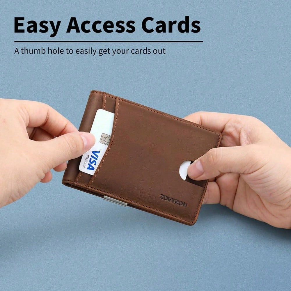 Wallet For Men Slim Bifold Leather Wallet With Money Clip RFID