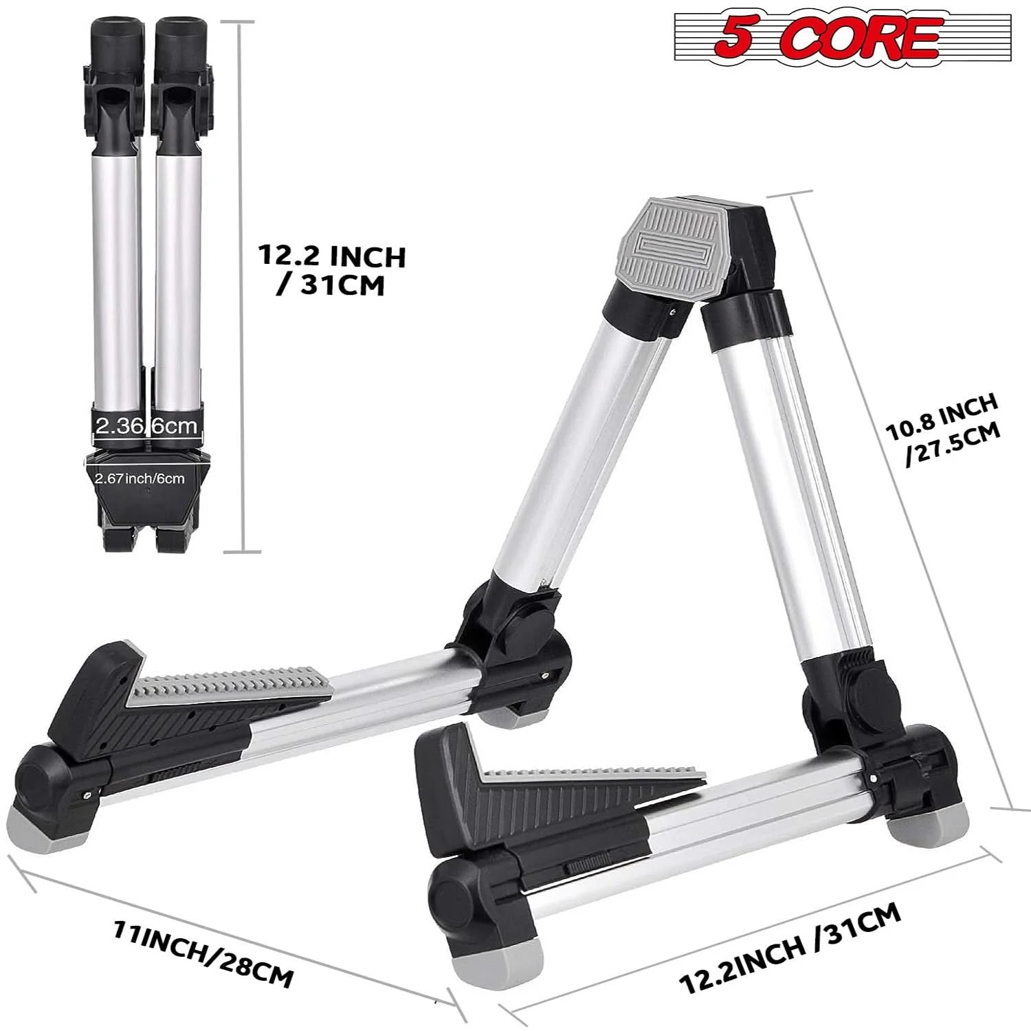 5Core Guitar Stand Floor Adjustable Aluminum a Frame Universal Folding