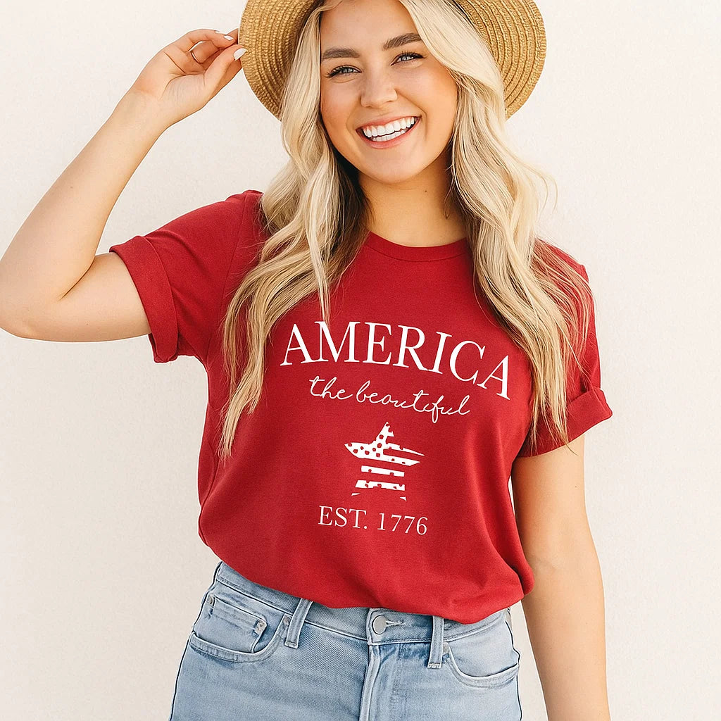 America the Beautiful EST. 1776 T-Shirt, Patriotic Tee
