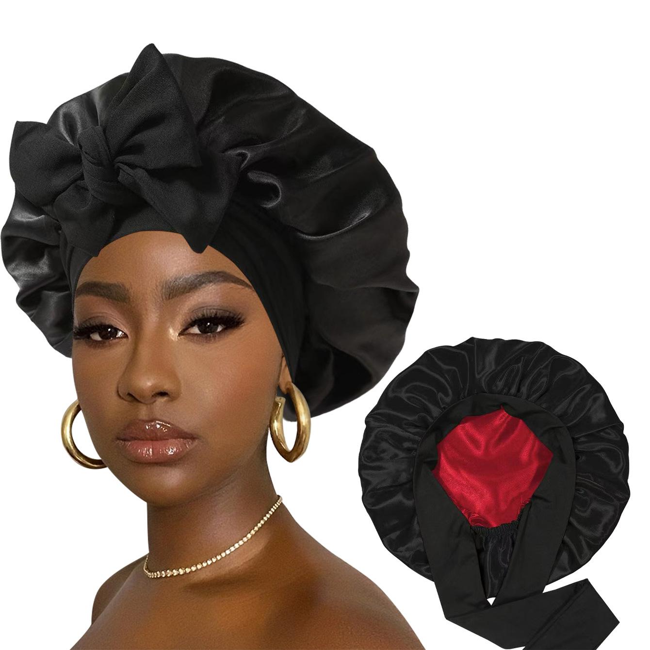 Solid Color Large Double Layer Bow Ribbon Hair Cap