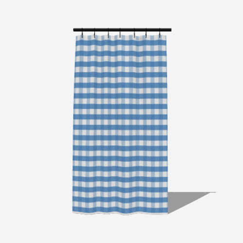 Blue Checkered Sheer Window Curtain