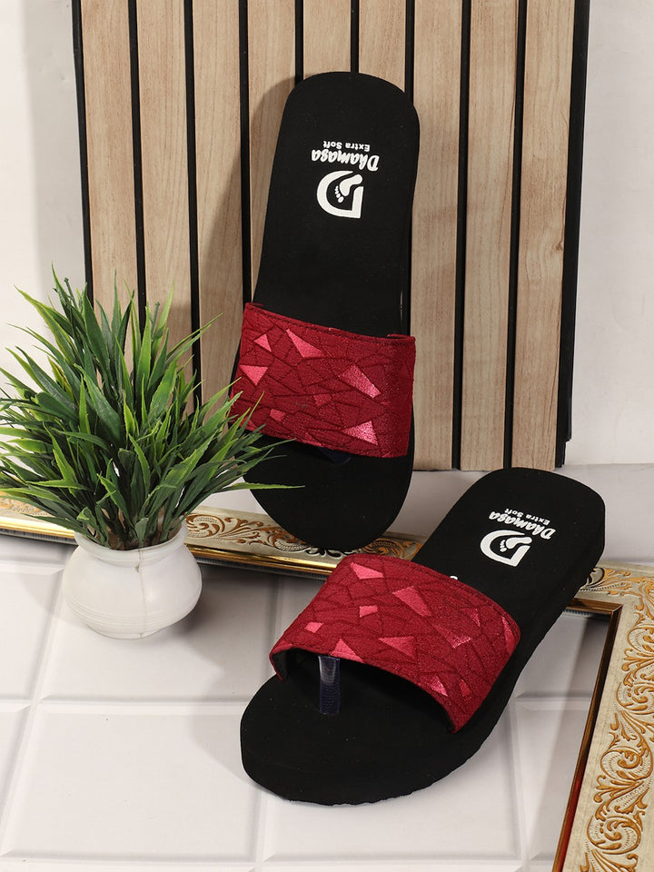 Fashion slipper for women with shiny Cloth, Cherry (SIZE 5K)