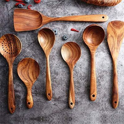 Handcrafted Sheesham Wood Cooking Spoon Set – 7-Piece Kitchen Utensils