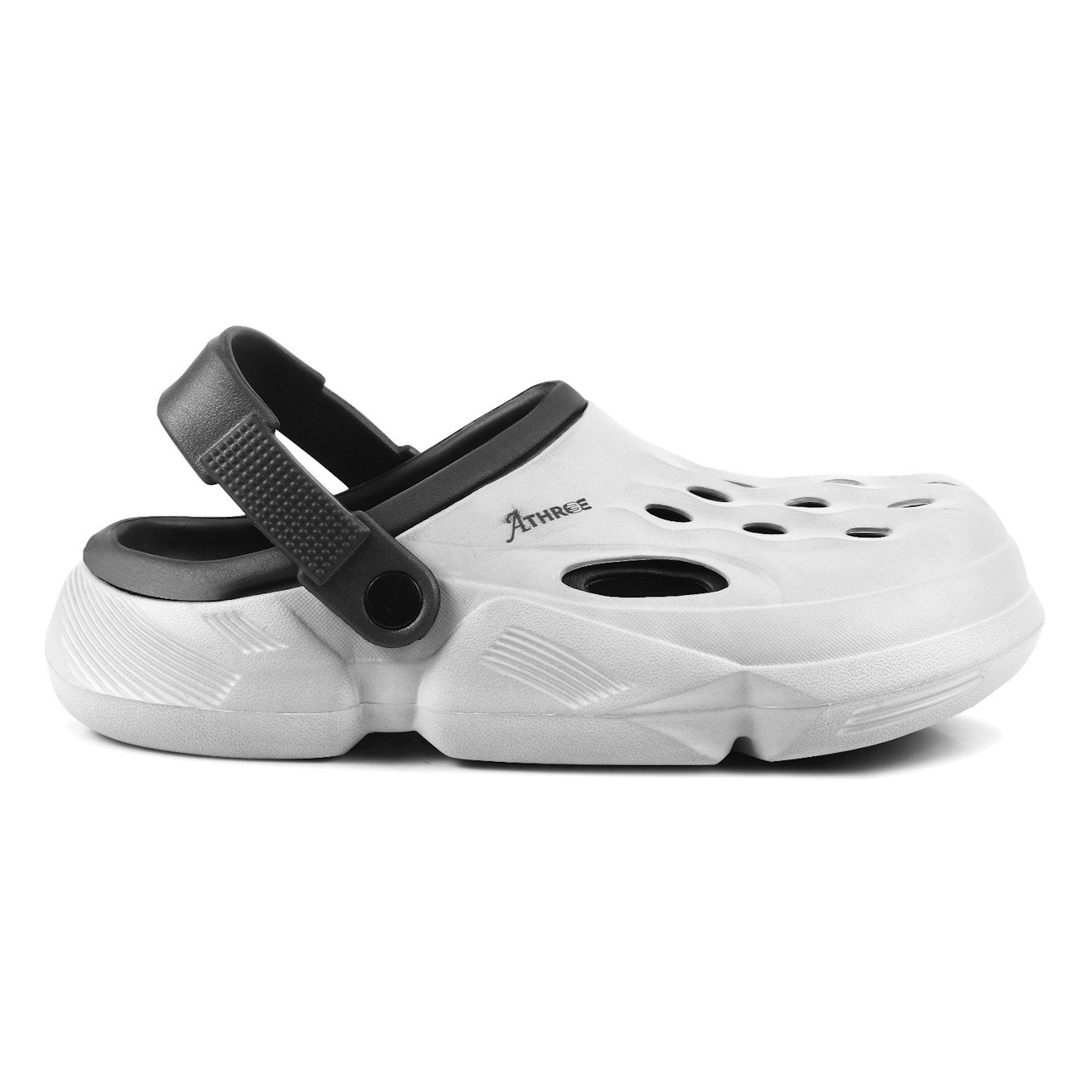 Athreze Unisex White & Black Lightweight Clogs – Breathable Casual