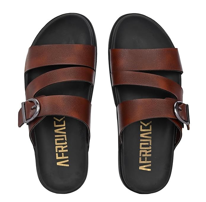 AFROJACK Men's Sandals Casual Sandal/Slippers For Men With PU Upper |