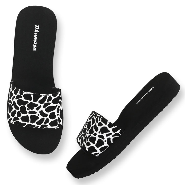 Cheeta design Fashion flipflop slipper for women and girls , Black