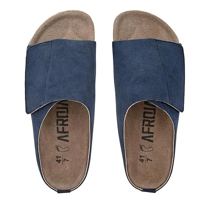 AFROJACK Men's Orginal Leather Sandals | Casual Slider Cork Sandals