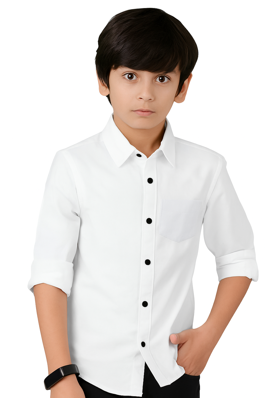 Classic Boys' White Formal Shirt – Long Sleeve Cotton Blend Shirt for