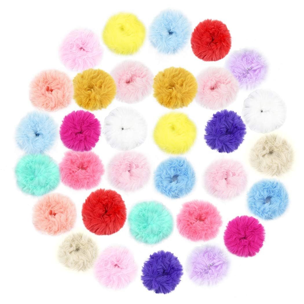 GENERIC Fur Hair Scrunchies Rabbit Furry Hair Ties Elastic Hair