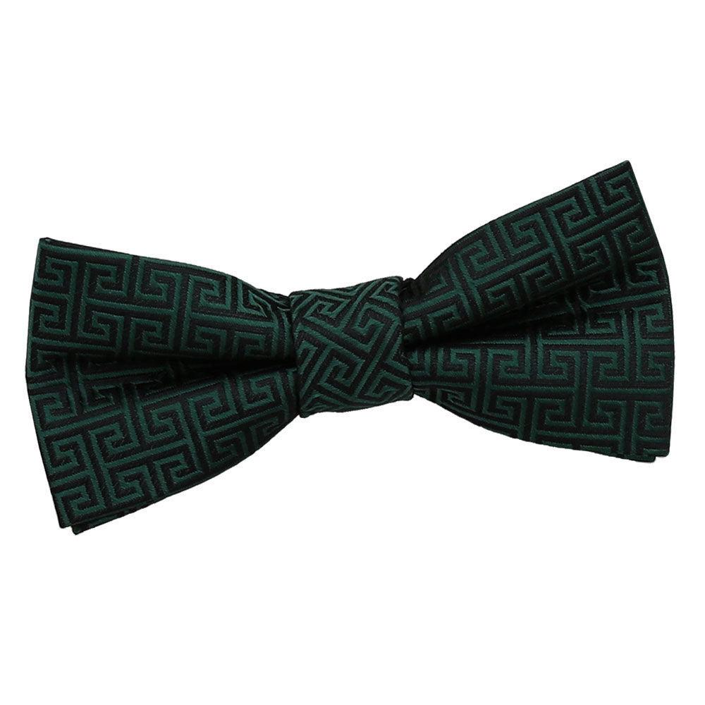 Greek Key Pre-Tied Bow Tie - Boys - Dark Green