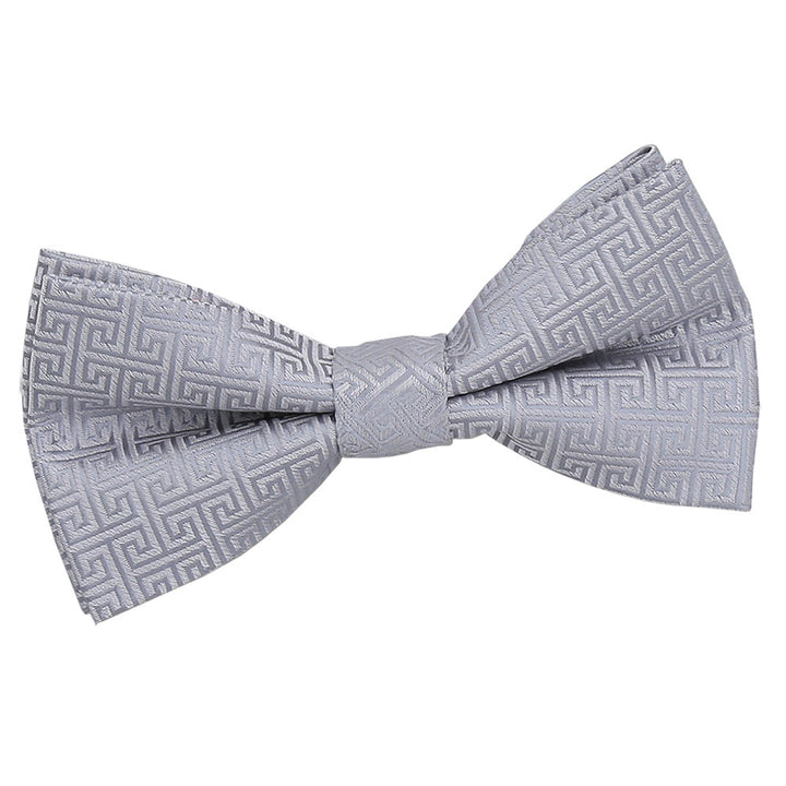 Greek Key Pre-Tied Bow Tie - Silver