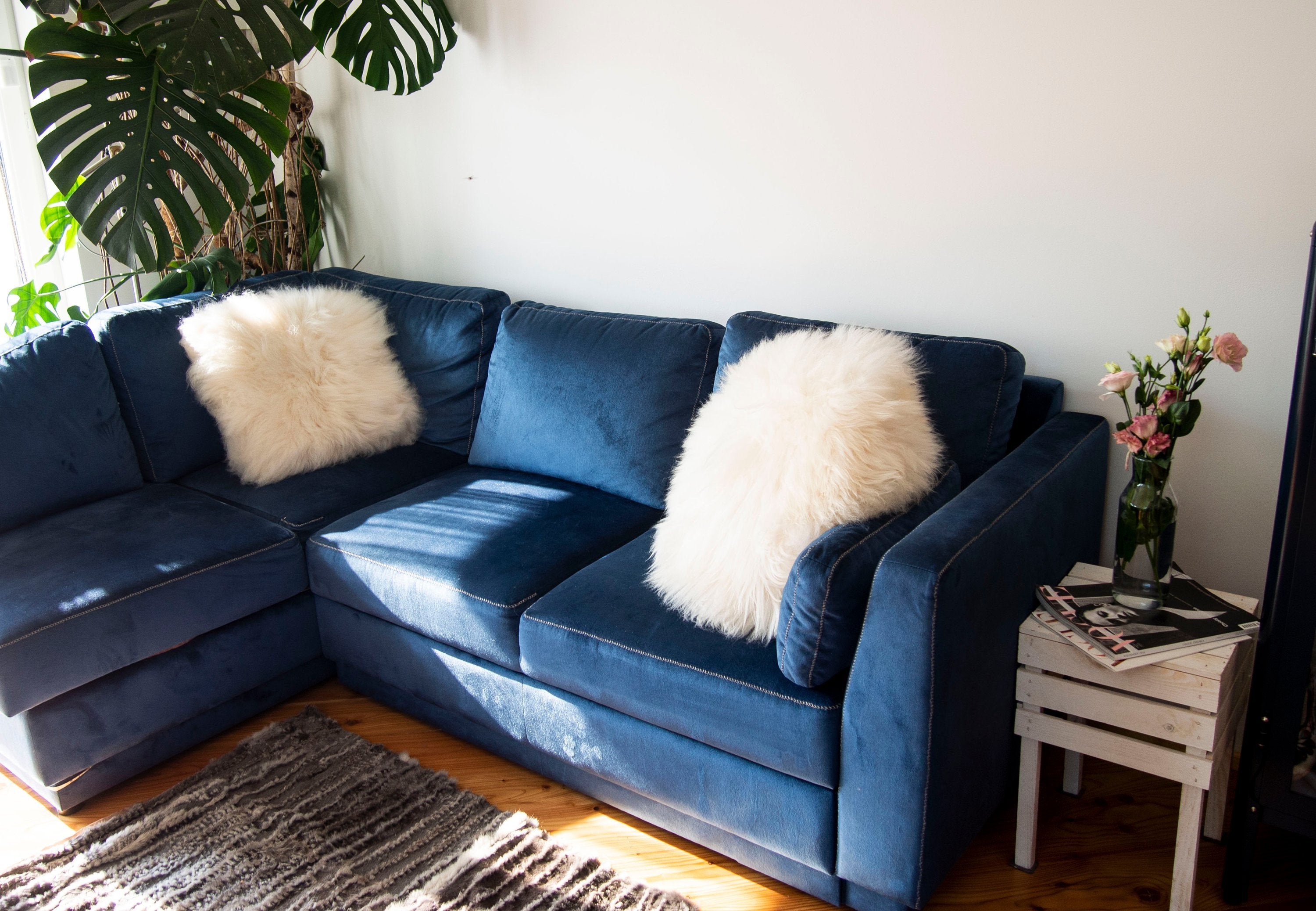 Decorative Round Furry Pillow.