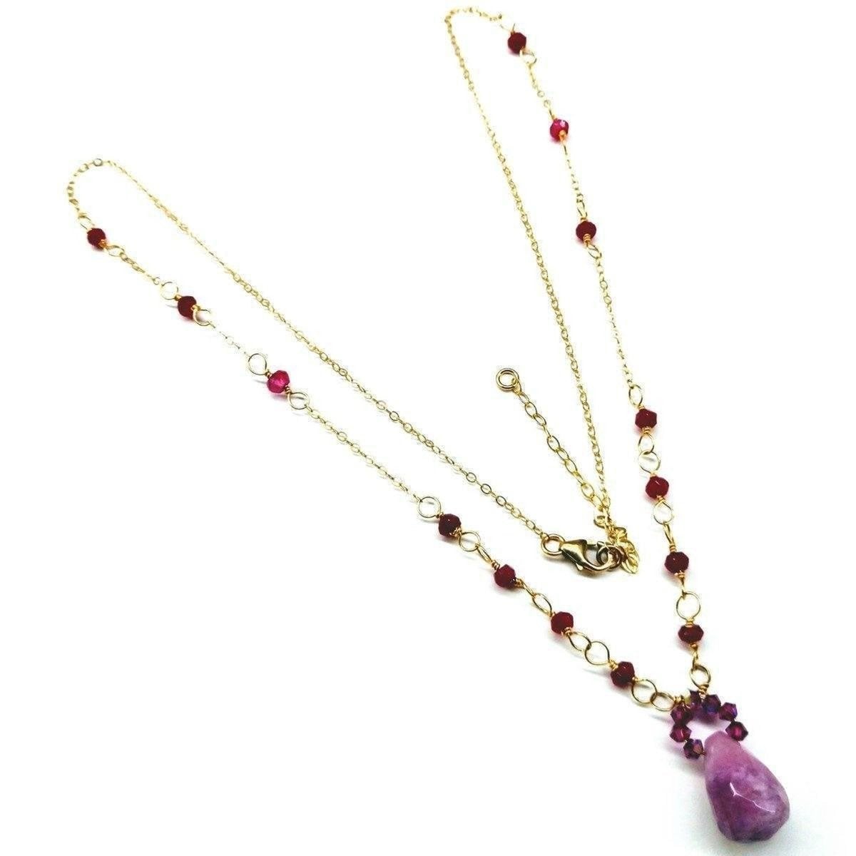 Lavender Jade Drop Gemstone Wire Wrapped 14KT Gold Filled Necklace